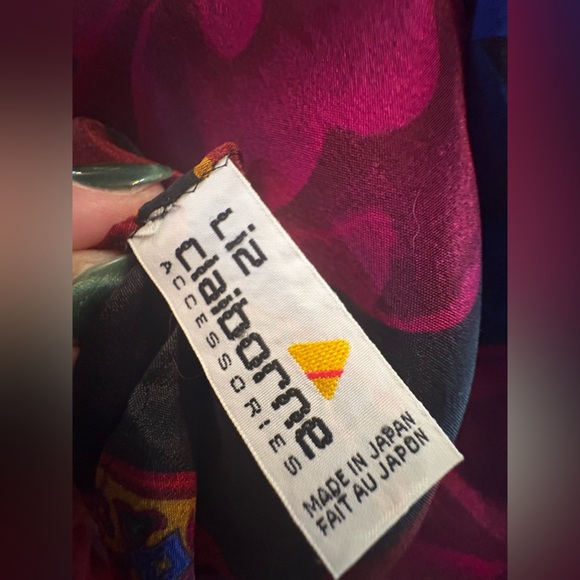 Vintage Liz Claiborne 100% Silk Neck Scarf Floral Flowers Hand Rolled 10” x 52” - Picture 5 of 5